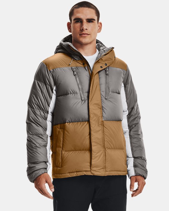Men's ColdGear® Infrared Down Blocked Jacket, Brown, pdpMainDesktop image number 0